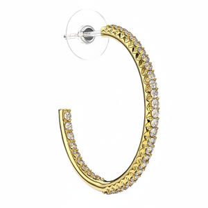 Pendientes de Aro de Moda para Mujer LIORA de 25 mm, Chapados en Oro de 18K con Cristal de Estrás, Hipoalergénicos, Regalo para Bodas y Fiestas - Product Image 2