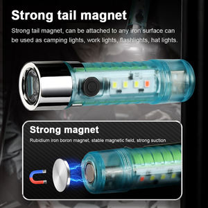 Mini Torcia LED Super Luminosa 4 Colori con Ricarica USB e Magneti, Impermeabile, <span class=keywords><strong>Luce</strong></span> da Campeggio con Illuminazione Laterale - Product Image 4