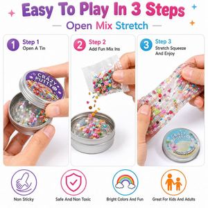 Metallic Clear <b>Slime</b> Putty Toy Aluminum Tin Container Shiny Glitter Stress Relief Office Desk Novelty Wholesale Premium - Product Image 3