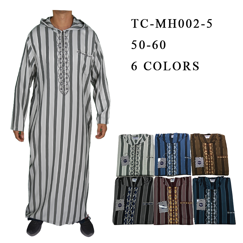 モロッコフード付きThobe売れ筋モロッコ男性服刺繍カフタンパーカー