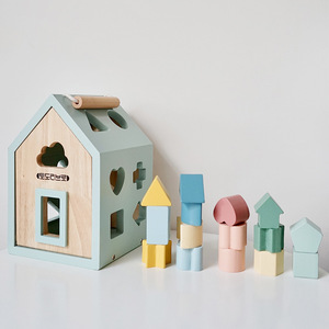 Blocchi di <span class=keywords><strong>legno</strong></span> 3D ispirati ai Montessori per <span class=keywords><strong>bambini</strong></span> di forma geometrica della casa di saggezza educativa precoce che si abbina in modo intelligente - Product Image 4