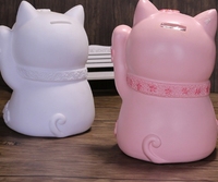 Jouets peints pour enfants ne cassent pas les poupées en plâtre Fortune Cats Vinyle Tirelire Étudiant Cadeaux peints à la main
