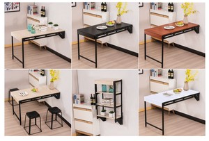HOMEMORE Multifunctional Wall Mount Wood Smart <b>Table</b> <b>Metal</b> Space Saving Furniture <b>Folding</b> Dining S5101 <b>Folding</b> Wall <b>Table</b> S5101 - Product Image 6