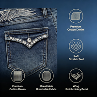 Jeans évasés en strass pour femmes, pantalons en denim brodés, style bootcut, tenues pour spectacles de rock en direct