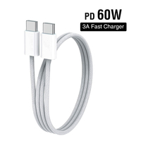 Us Stock Drop Shipping Câble en Nylon Tressé 60W 3A 2M Usb C à Type C Câble de Charge Rapide de Données pour Iphone 16 15