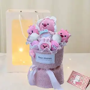 New Selling Peluches Anime Figure Stuffed Animal Toys Beaver Kitten Graduation Bouquet Plushies Gift