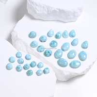Cabochon en Larimar poli, surface lisse et bombée, pierre bleue naturelle, sans fissures