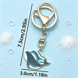 Llavero de aleación de zinc al por mayor con diseño de vida marina, llavero personalizado con logo estilo océano, llavero de animal marino de esmalte duro, recuerdo. - Product Image 1