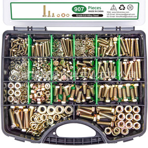 Hex <b>Bolts</b> Kit M4 M5 M6 M8 Grade 8.8 Coarse Thread Zinc Plated Carbon Steel Nuts Washers Set Boxed Standard DIN 933 - Product Image 2