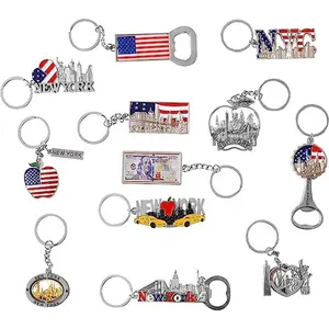 Kim loại Keychain NYC lưu niệm quà tặng khuyến mãi đầy màu sắc New York thư mốc tùy chỉnh móc chìa khóa logo