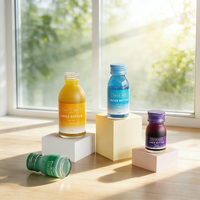 Bouteilles en verre transparent personnalisées de 30 ml, 60 ml, 100 ml, 120 ml, 150 ml pour jus de gingembre, shots énergétiques, compléments alimentaires avec bouchon à vis