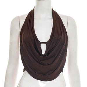 Viviblook D26TP022 Ropa de Verano para Mujer, Top Corto Sexy, Ajustado, de Color Sólido, con Cuello Halter, para Mujer - Product Image 2