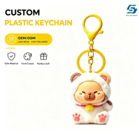 Porte-clés animal floqué mignon Shouchun en gros, breloque de sac ours de dessin animé Kawaii, pendentif en PVC souple, accessoire de voiture porte-bonheur, cadeau