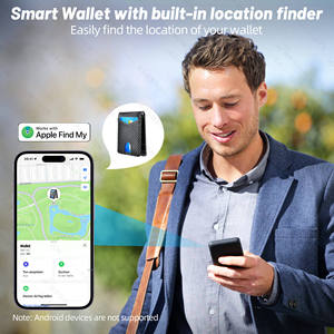 Tùy chỉnh thông minh chống mất tối giản Bifold PU Ví với GPS vị trí báo động ghi lại Thông Minh Chống Trộm RFID chặn ví cho nam giới - Product Image 2