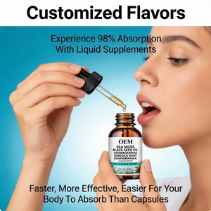 Suplemento Herbal en Gotas de Musgo Marino OEM con Aceite de Semilla Negra, Ashwagandha, Raíz de Bardana y Alga Marina Líquida para la Salud Intestinal y el Apoyo Inmunológico - Product Image 4