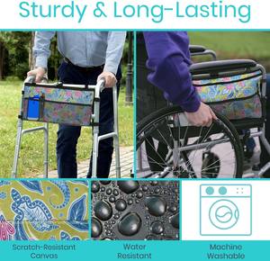 Free sample Hot Sell Taiwan Pearl Coated Factory Crutch Walking Stick Bag <b>Wheelchair</b> Organizer Universal Walker Bag - Product Image 5