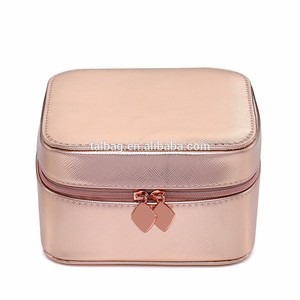 Venta caliente de cosméticos <span class=keywords><strong>señoras</strong></span> Color rosa bolsos de cuero caso cosmético medio cierre de cremallera bolsas de maquillaje - Product Image 2