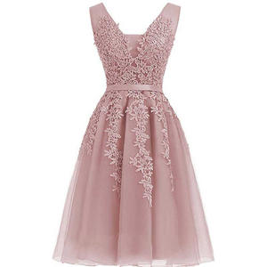 0368n सुरुचिपूर्ण उच्च अंत नई फीता जाल पोशाक क्लासिक v-गर्दन स्लिमिंग मिनी ड्रेस प्लस आकार में - Product Image 5