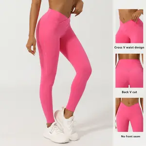 FREE SAMPLE High-Waisted Gym Athletic Gym Booty Leggings Buttery Soft Cross Waist Workout V Crossover Fitness Sets