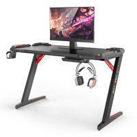 Bureau de jeu pour ordinateur en métal pliable et extensible en forme de L avec LED RGB, rouge et noir, pour la maison, le bureau et l'école, vente en gros