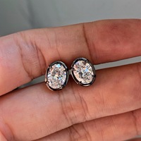 Boucles d'oreilles en diamant VVS cultivé en laboratoire certifié IGI, 2 carats, taille ovale, couleur D, plaqué or 14k 18k, clous vintage, cadeau de mariage pour femme