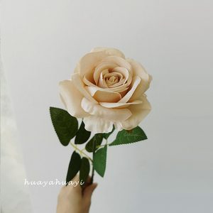 O-X742 Rose Artificiali di Alta Qualità, Grandi Fiori Singoli, Rose Charlotte per Matrimoni, Fiori Artificiali in Seta Color Cappuccino e Nude - Product Image 3