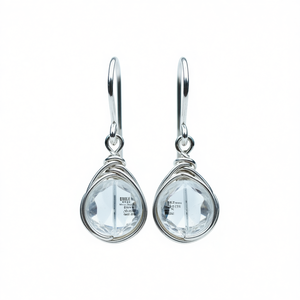 E540 White <b>Crystal</b> Earrings 925 Silver <b>Water</b> Drop Bezel Setting Minimalist Women's Everyday Wear - Product Image 1