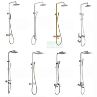 Système de douche intelligent Gunmetal avec éclairage d'ambiance LED, pommeau de douche carré effet pluie, panneau à touches piano, affichage numérique de la température et jet de bidet