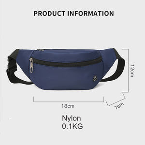 Sac de taille pour hommes et femmes Sac à main décontracté avec grande ceinture pour téléphone Sac de voyage en toile Fanny Banana Hip Sacs Oreiller <span class=keywords><strong>noir</strong></span> unisexe avec fermeture éclair - Product Image 2