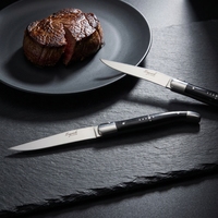 Ensemble de couteaux à steak de luxe en acier inoxydable, couteaux de table, couteaux à dîner à double lame, couteau Laguiole avec broche en croix, manche en bois de pakkawood noir