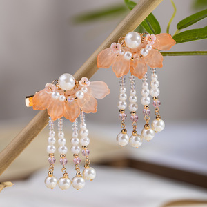 New Year children's tassel hair <b>clips</b>, Chinese style hair <b>clips</b>, girls' Hanfu side <b>clips</b>, princess <b>bow</b> <b>clips</b>, ancient costume - Product Image 3