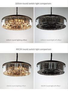 Lustre en cristal rétro classique américain, noir, fumé, <span class=keywords><strong>gris</strong></span>, lampe en cristal pour salle à manger, chambre à coucher, lampe suspendue au plafond - Product Image 5