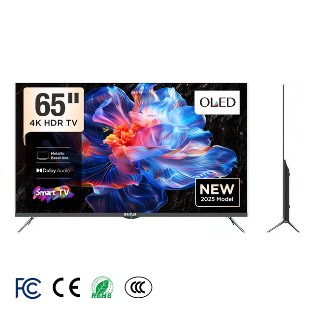 Factory Price 65 Inch OLED 4K UHD Smart Android TV HDR10 WiFi for Voice Control Slim Bezel Game Mode Built-In Speaker