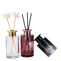 Bouteille diffuseur en verre cylindrique en gros, vase en verre vide électroplaqué pour parfum d'ambiance domestique