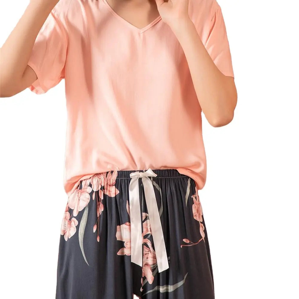 Новинка лета 2020, модная удобная женская пижама из хлопка и шелка контрастных цветов