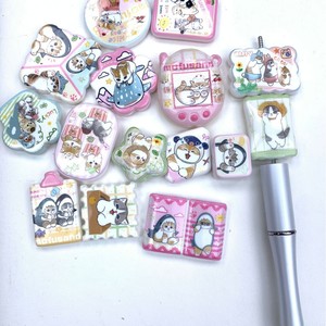 Perline Sciolte Acriliche Stampate Fronte-Retro a Forma di Gatto Squalo Carino, Accessori Fai-da-te per Catene di Telefoni Cellulari - Product Image 3