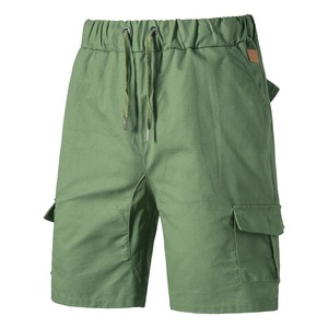 Wholesale <b>Men's</b> <b>Khaki</b> <b>Shorts</b> Side Pockets Casual Pattern Elastic Waist Cargo <b>Short</b> Pants Multi-pocket Solid Color Cotton <b>Shorts</b> - Product Image 2
