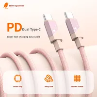 Câble de données tressé en nylon en stock en usine PD charge rapide USB type-c à type-c vente en gros pour tablettes Huawei/Honor/Xiaomi