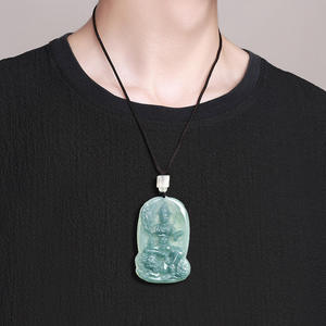 Colgante de Jadeíta Natural Azul Agua, Bodhisattva Manjusri, Diseño Original UNISEX, Regalo con Certificado de Tasación GY54 - Product Image 4