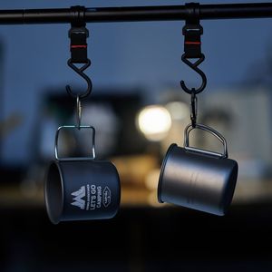 แก้วอลูมิเนียมอัลลอยด์แบบพับได้สีดำ 350 มล. แก้วน้ำสำหรับตั้งแคมป์กลางแจ้งแบบพกพา - Product Image 1