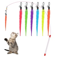 U-pets tongkat penggoda kucing berbulu tongkat tikus mainan kucing peliharaan interaktif bulu Teaser ikan berkelanjutan bulu untuk anak kucing
