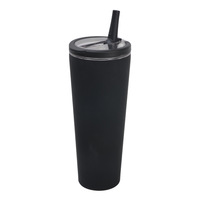 Vaso térmico cilíndrico de acero inoxidable 304 de doble pared con tapa deslizante para pajita, acabado mate, estándar, a prueba de fugas, bajo MOQ