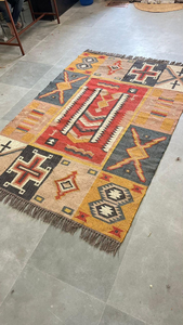 Farmhouse Southwestern Wool Area <b>Rug</b> | Handmade Geometric <b>Tribal</b> Boho Carpet for Rustic Bedroom Living Room Home Decor - Product Image 2