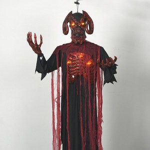 Parlayan gözler ile kırmızı boğa asılı hayalet çığlık korkmuş ses yaşam boyutu Animatronics korku animasyonlu cadılar bayramı dekor - Product Image 2