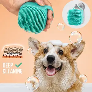 Soft Silicone Dog Bath Brush Shampoo Dispenser Pet Hair Cleaning Cat Grooming Massage Brush