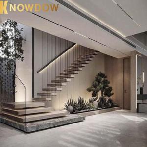 KNOWDOW Escaleras interiores de lujo modernas Escaleras flotantes de madera maciza Villas y lofts Material de acero y vidrio Madera Mármol Piedra <span class=keywords><strong>Masion</strong></span> - Product Image 1