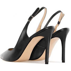 Fabricant de chaussures talons personnalisés femmes pompes de bureau de fête bout pointu talons avec bride arrière talons confortables talons noirs chaussures entièrement personnalisées - Product Image 5