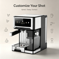 Anbolife - Cafetera Espresso Eléctrica Comercial de 20 Bares, Pantalla Táctil, Caldera de Acero Inoxidable de 1.6L, Jarra de Leche Desmontable, OEM