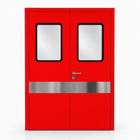 Porte à double battant en verre coupe-feu, porte de sortie d'urgence en acier inoxydable 304, moderne, pour hôpital, école