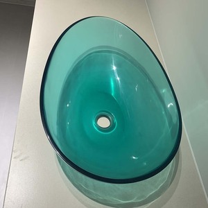 Design moderno traslucido trasparente lavabo in resina trasparente per il bagno dell'hotel - Product Image 2
